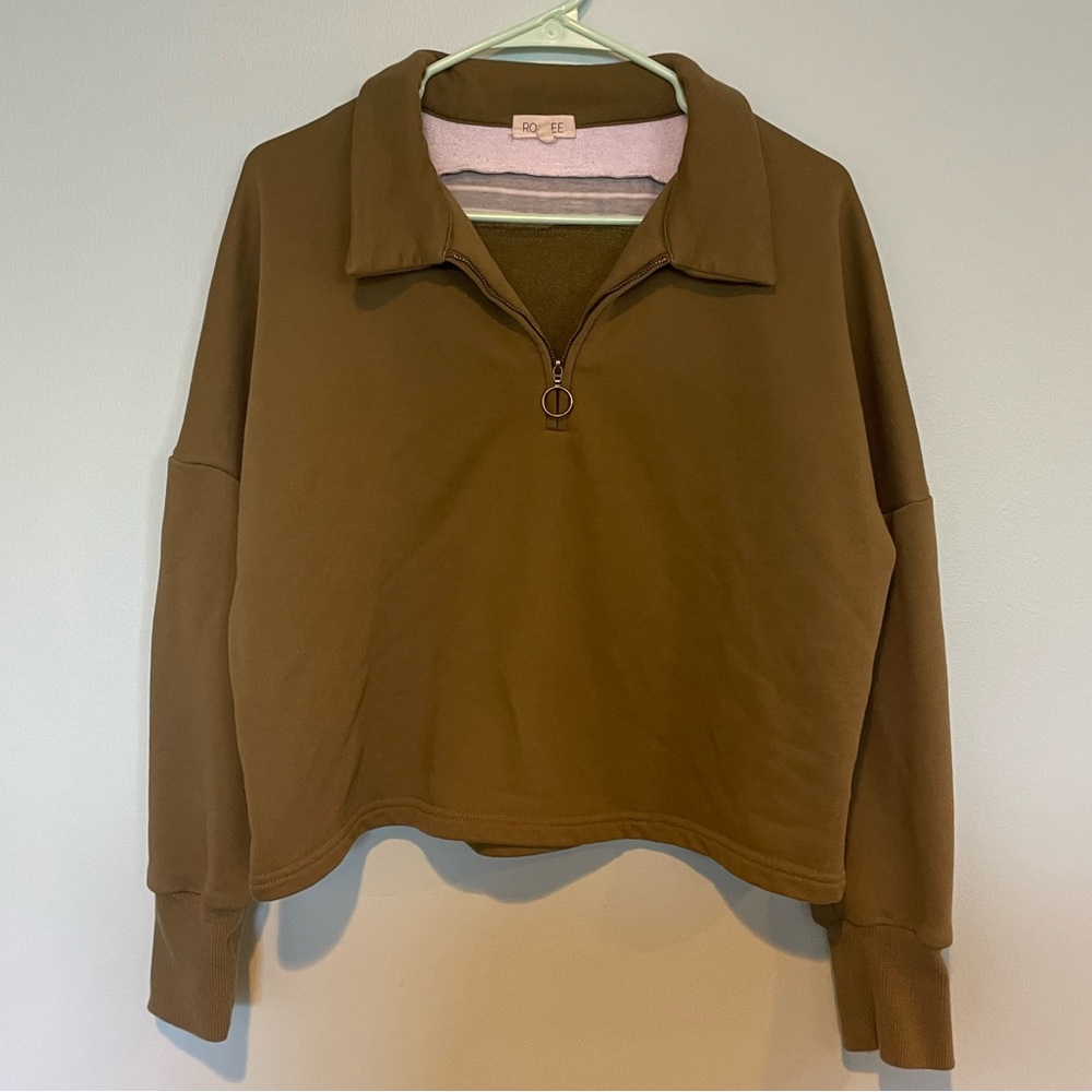SOLD ❤️ Roolee green gray quarter zip sweatshirt